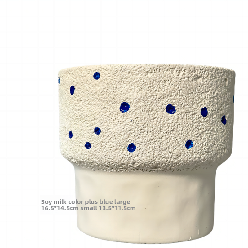 Nordic Style Ins Bean Color Moon Pattern Simple Fresh Cactus Balcony Indoor Breathable Desktop Cement Flower Pot_voghion.com