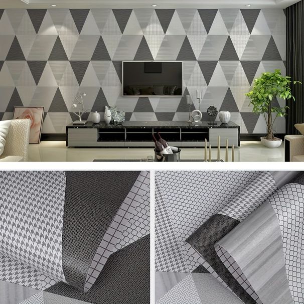 Dreieckiger geometrischer abstrakter selbstklebender wasserdichter Schlafzimmer-Wohnzimmer-Dekoration, abnehmbarer Wapaper-Hintergrund_voghion.com