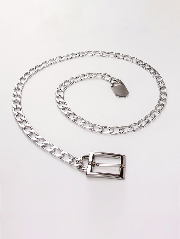 HOT 1pc Women 135CM Plus Size Square Buckle Chain Belt_voghion.com