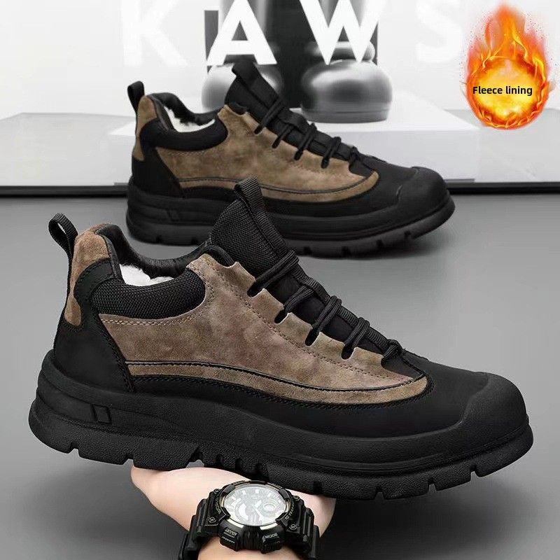 Herren-Winterstiefel aus Baumwolle, warm, mit Fleece gefüttert, wasserdicht, rutschfest, hohe Schaft, Martin-Stiefel_voghion.com