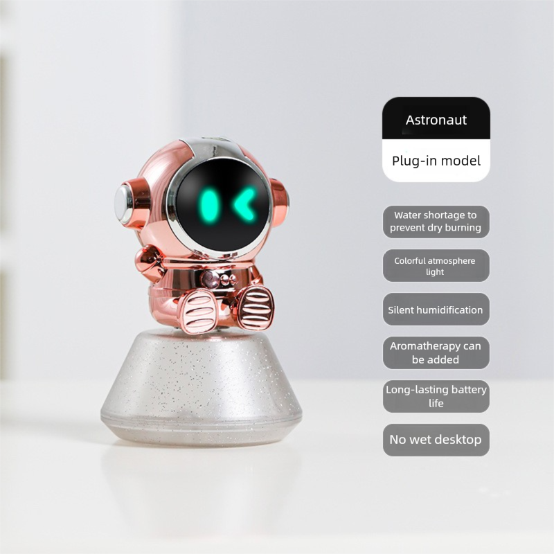 Astronaut USB-Luftbefeuchter, 3-farbiger rotierender Nebelmacher, cooles Auto- und Schreibtischdekor, Mini-Luftreiniger-Diffusor_voghion.com