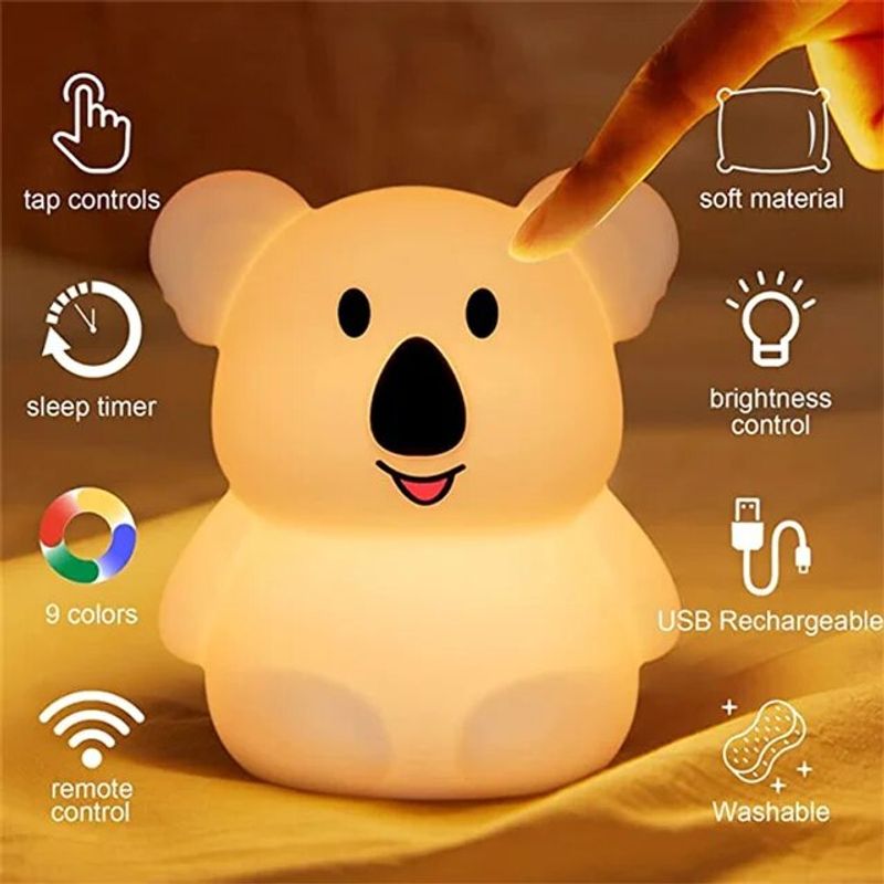 Supersøt Koala Hudvennlig Lampe Gave Baby Ammelampe Soverom Nattbord Inngang Sovesal Kawai Dum Fargerik Dekorasjon_voghion.com