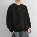 Spring And Autumn New Men's Sweats T-S Long Sleeve Crew Neck Hoodless Top Solid Color Loose Fit Versatile Base_voghion.com