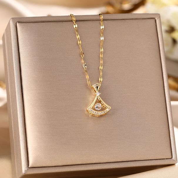 Collana in acciaio al titanio con ciondolo a forma di ventaglio, piccolo numero, da donna, elegante e di lusso_voghion.com