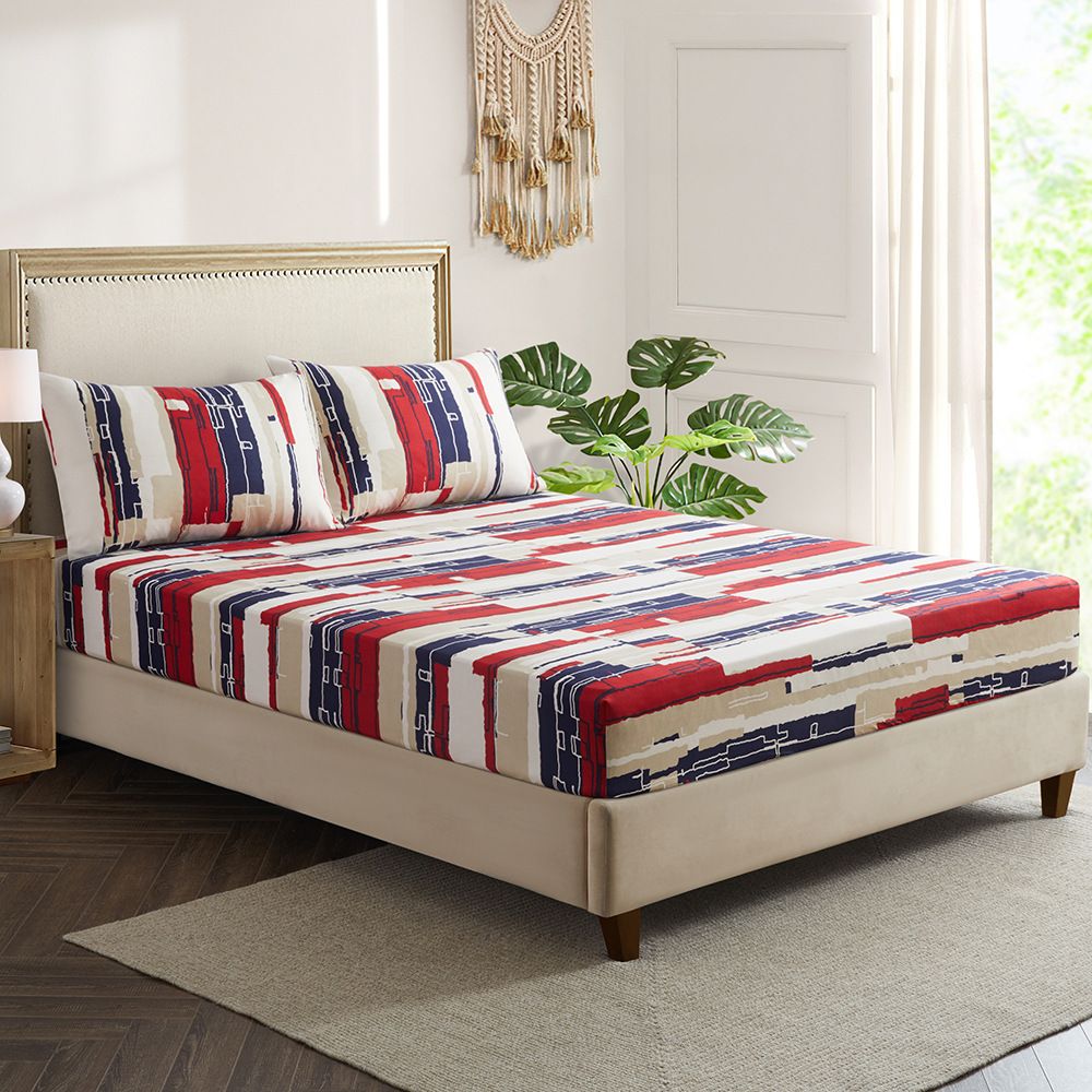 Geometric Abstract Art Bed Skirt – 3D Printed Polyester Bed Cover With Elastic Hem For Twin/Full/Queen/King Size Mattresses_voghion.com