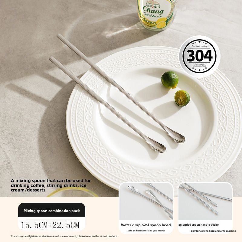 New 304 Stainless Steel Handle Coffee Mixing Seasoning Long Ice Scoop Stirring High Temperature Resistant Spoon_voghion.com