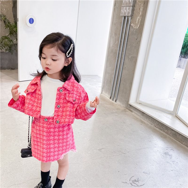 Mutter & Kinder Mädchen Prinzessin anzug für kinder kinder puffärmeln jeansjacke kurzen rock zwei-stück_voghion.com