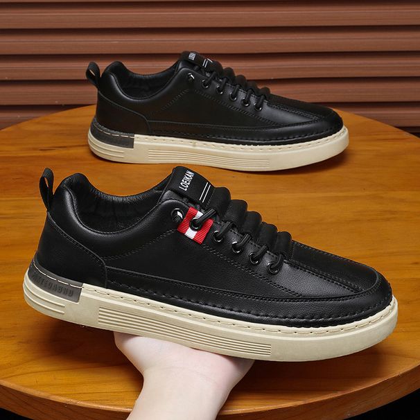 Per uomo, nuova collezione primavera 2025, superficie in pelle casual da uomo alla moda e versatile, suola morbida, piccole scarpe bianche,_voghion.com