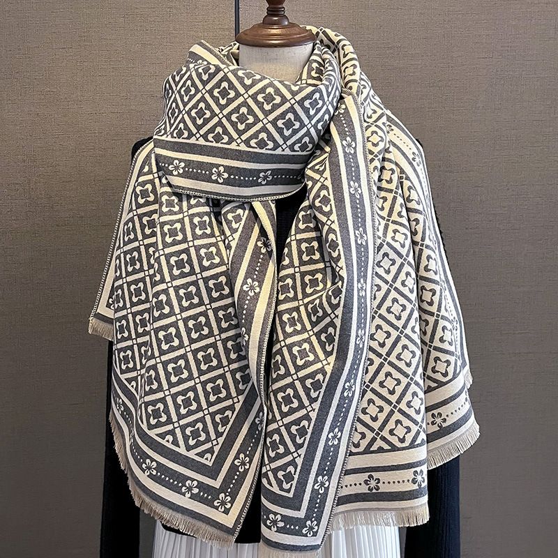 Dámská šála imitace kašmíru podzimní a zimní žakárová hřejivá šála s elegantním šátkem na krk_voghion.com