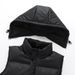 Men's Autumn Winter Warm Hooded Loose Solid Color Public Version Sleeveless Jacket PU Cotton Vest Graphite_voghion.com