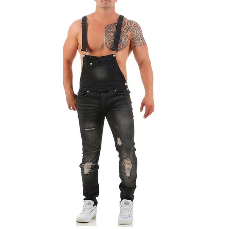 2018 Heren Camisole Jumpsuit Gescheurde Denim En Broeken Werd Populair_voghion.com