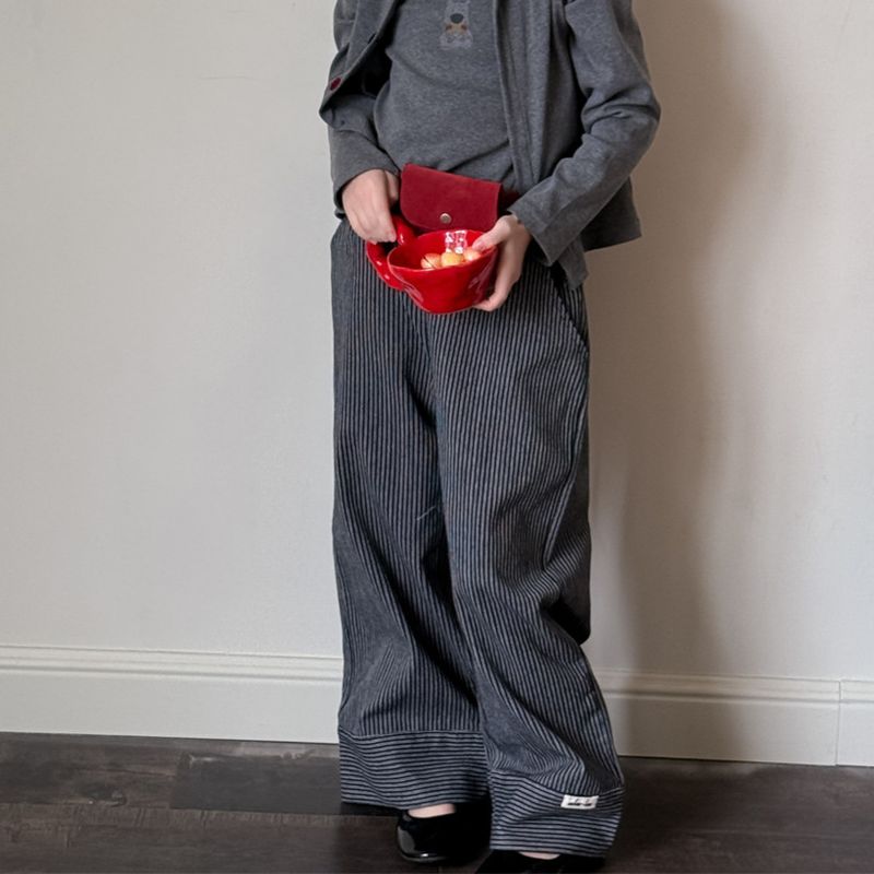 Children's Clothing Girls Casual Pants Children's Korean Vertical Striped Pants Fashionable Casual Pants_voghion.com