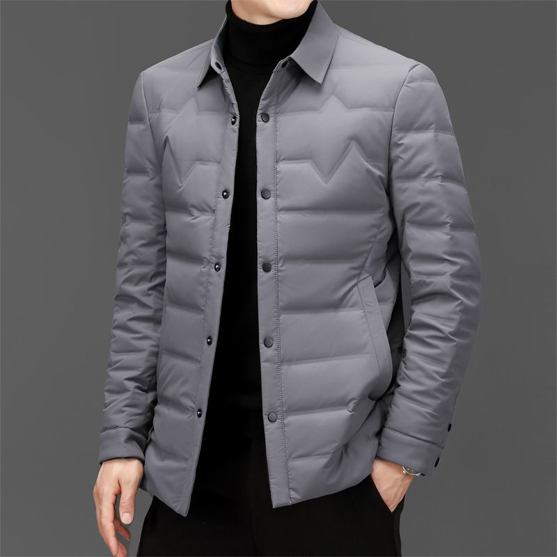 Men's Clothing High end Coat jacket for middle aged and elderly thin short and warm lapel dad's winter shirt jacket_voghion.com