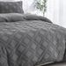 Bettbezug-Set mit Rautenmuster und geometrischem Muster – 3-teiliges nordisches Bettwäscheset in Grau mit gebürstetem Stoff, passend für Queen-Size-/King-Size-Betten (beinhaltet Bettbezug + 2 Kissenbezüge)_voghion.com