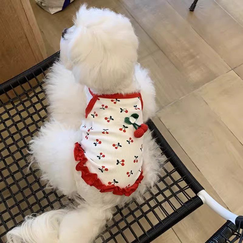 Haustier-Kleid, leicht, weich, atmungsaktiv, Baumwollgaze, Trägerkleid für Teddy, Bichon, kleine Hunde und Katzen, Frühlings- und Sommerkleidung_voghion.com