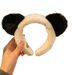 Fascia per capelli con orecchie da panda, per donna, autunno e inverno, con bordo largo, in peluche, antiscivolo, con motivo a cartoni animati_voghion.com