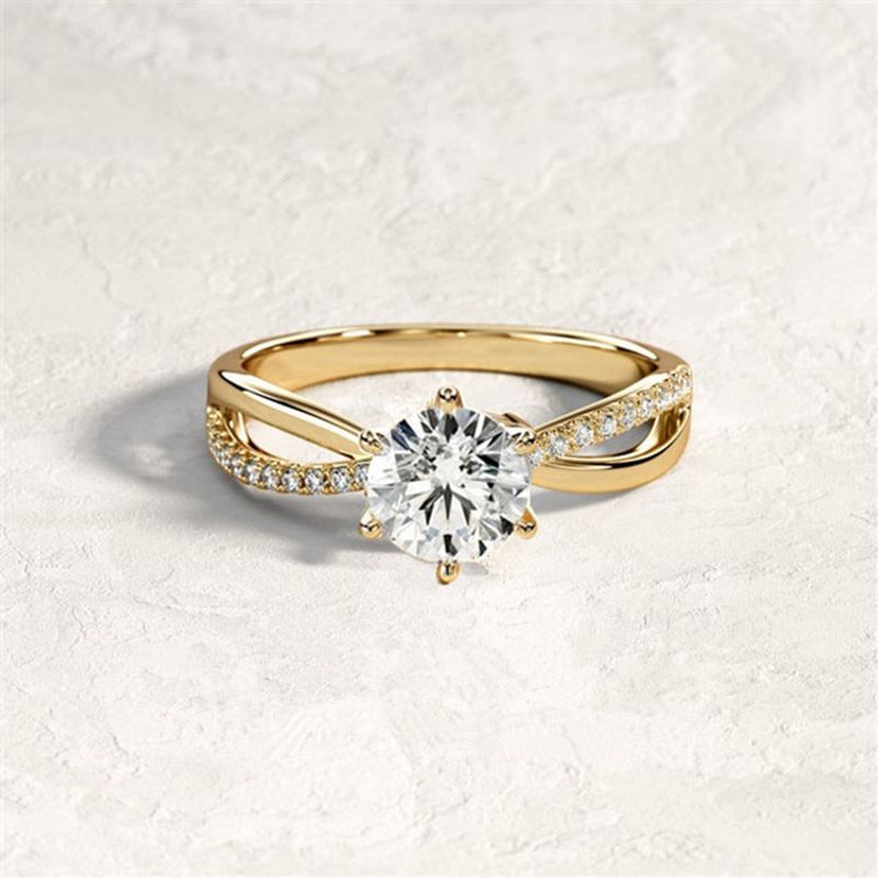 Überzogene 14k weiß gold ring schmuck sechs klaue diamant ring weibliche engagement schmuck_voghion.com