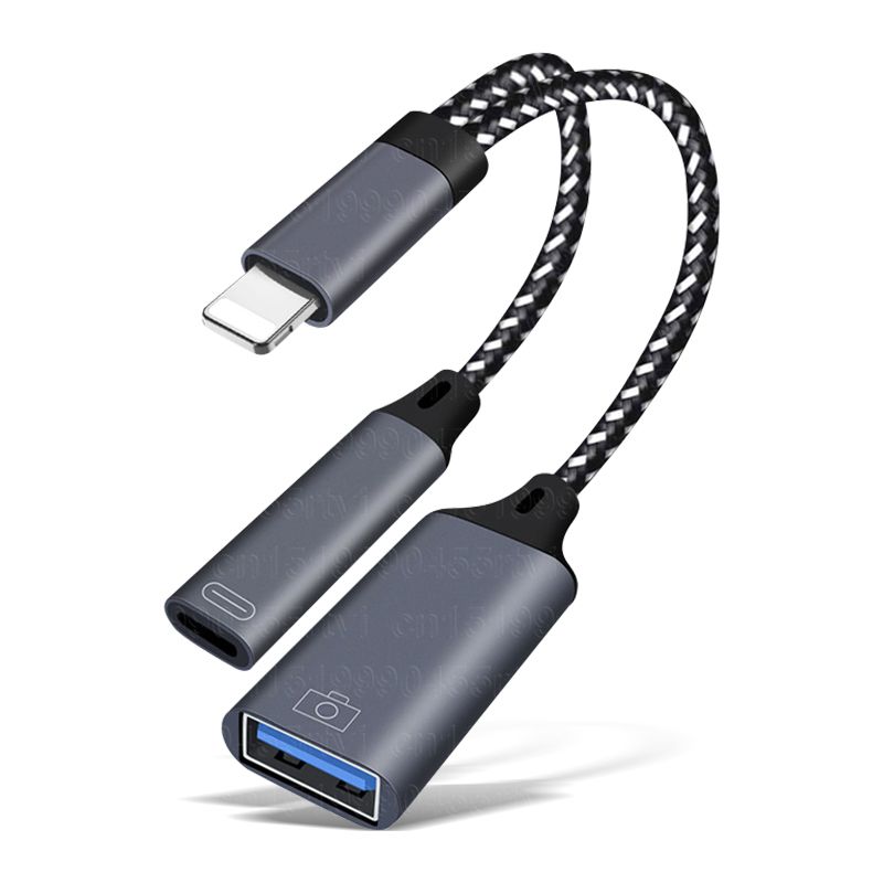 3.0 2in1 USB OTG Ladeada für iPhone 14 13 12 11 Pro XS Max XR X 8 7 6s iPad U Disk Beleuchtung Stecker auf USB 3.0_voghion.com