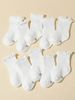 10 Paar atmungsaktive weiße Crew-Socken mit Spitzenrand für Babys_voghion.com