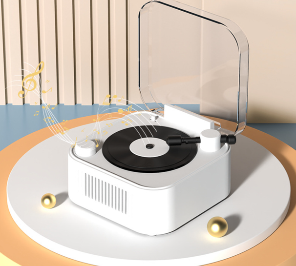 New Retro Turntable Wireless Bluetooth Speaker Portable Card Slot Mini Record Player Desktop Creative Ornament Gift_voghion.com