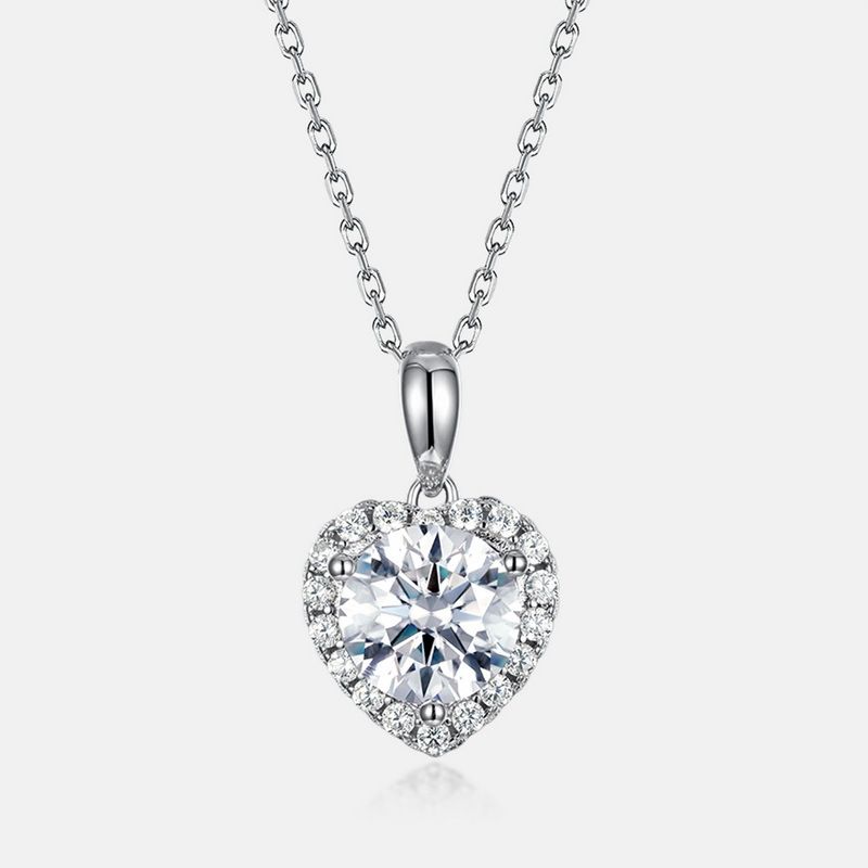 Global Moissanite Love Pendant For Women S925 Silver Inlaid With Brilliant Colored Gemstone Necklace Simple And Fashionable_voghion.com