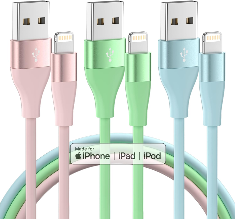 IPhone pack of 3, 10 feet (approximately 3.8 meters) Apple MFi certified lightning data for fast charging charger cable_voghion.com