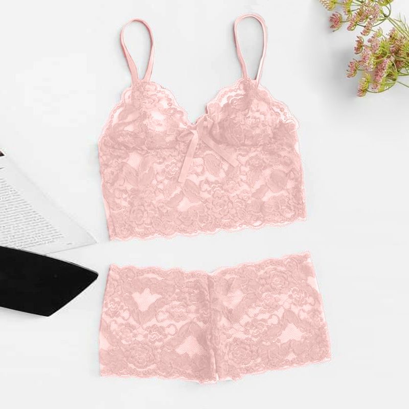 Lace Womens Sexy Lingerie Fashion Casual Sleepwear Camis Tops Shorts Set Babydoll Pamas Nightwear See-through Underwear_voghion.com