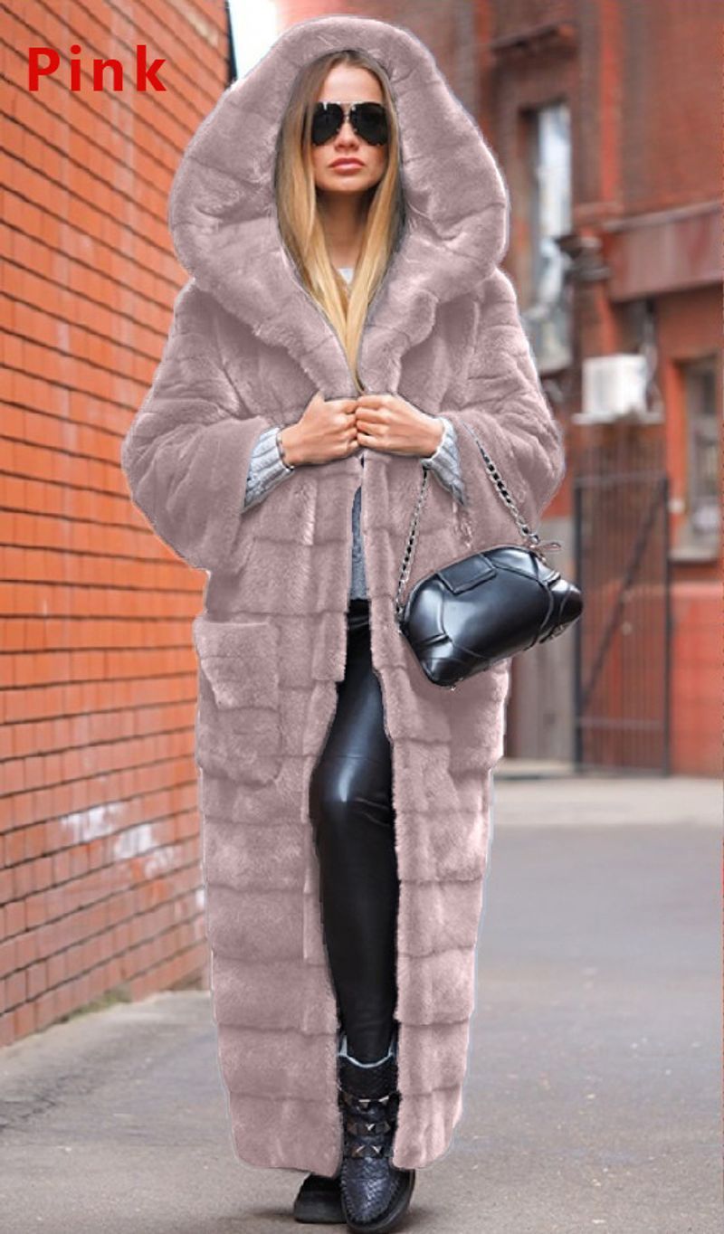 Women's long sleeve  fur coat Medium Long Plush Jacket Coat Women_voghion.com