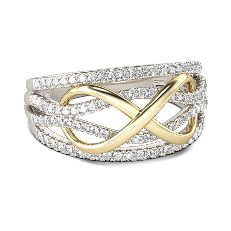 Fashion Accessories Women's Gold-Plated Color-Blocked Wedding Ring_voghion.com