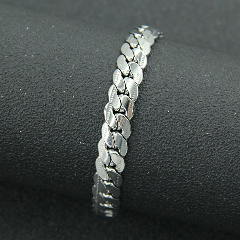 Simple Smooth Titanium Steel Cuban Chain Bracelet Cold Style Neutral Trend Bracelet_voghion.com