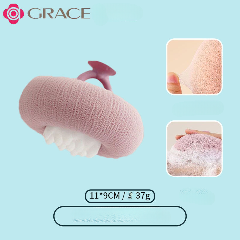 Jialiya With Suction Cup, Bathing Artifact, Massage Dirt Removal Brush, Towel, Durable Sponge Bath Ball_voghion.com