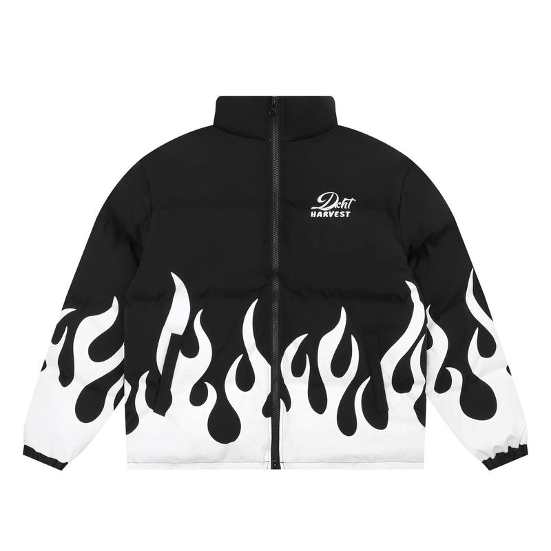 Herrenbekleidung, Retro-Flamme, mit Baumwolle gepolsterte Jacke, lose Männer- und Frauenpaare, verdickter, mit Baumwolle gepolsterter Brotmantel_voghion.com