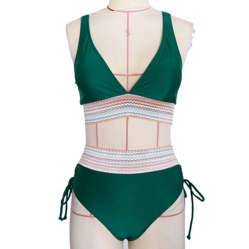 Costume da bagno sexy da donna, bikini a vita alta con scollo all'americana e cintura aderente_voghion.com