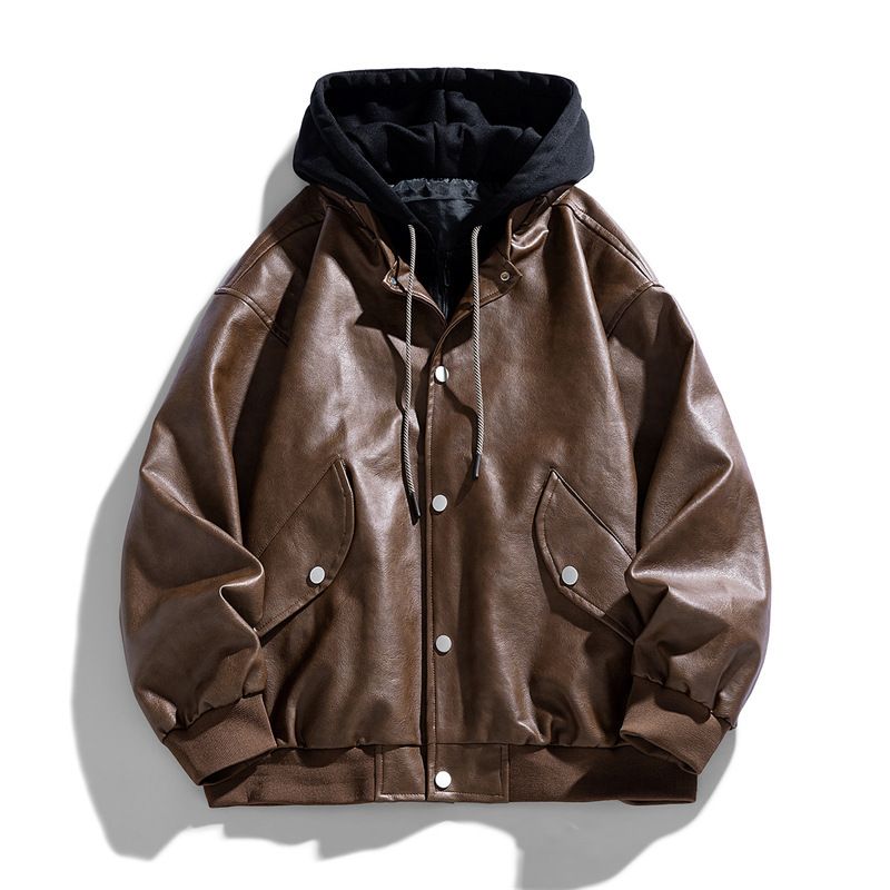 Giacca in finta pelle retrò americana da uomo, due pezzi, primavera e autunno, nuova moda funzionale con cappuccio_voghion.com