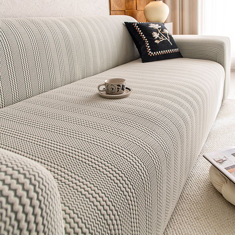 Copridivano in velluto jacquard – Copridivano elasticizzato a protezione totale, antiscivolo e anti-gatto (stile moderno e minimalista, righe/tinta unita)_voghion.com