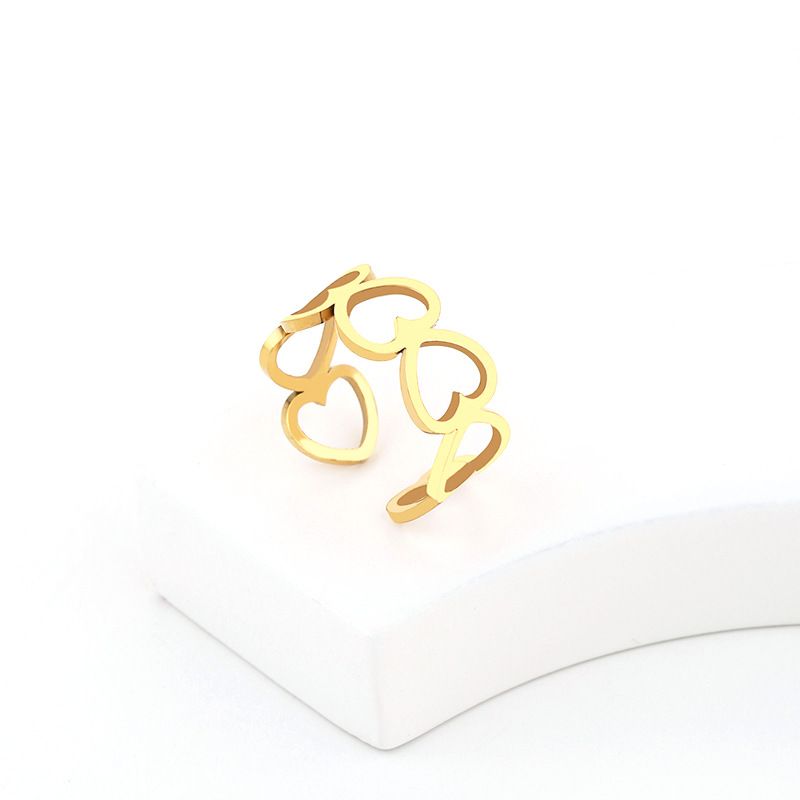 Ensemble de bijoux en titane pour femme, chaîne cubaine, collier, bracelet, boucles d'oreilles en forme de cœur, bague, accessoires en acier inoxydable_voghion.com