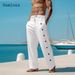 2024 Men Elegant Triple Buttons Cotton Linen Pants Solid White Full-Length Trouser Plus Size Mens Casual Drawstring_voghion.com