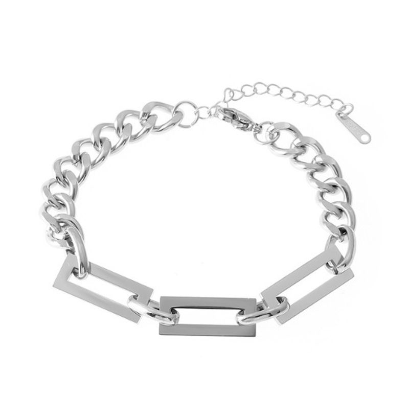 Pulsera de eslabones cubanos de acero inoxidable y titanio para hombre, accesorios de moda_voghion.com
