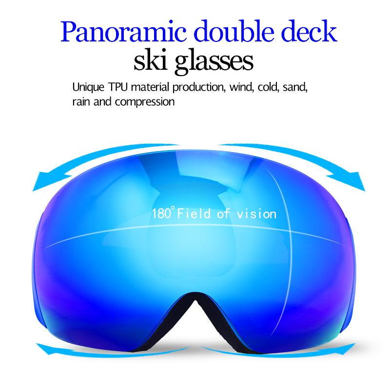 Ski goggles with large spherical surface adults, double-layer durable anti fog ski goggles, skiing equipment for men and_voghion.com