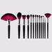 Set di pennelli per trucco professionale per capelli neri, rosa e neri da 13 pezzi_voghion.com