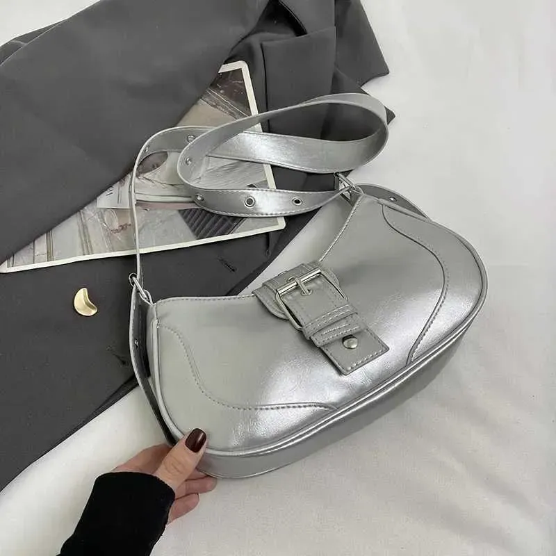 Women Y2K Fashion Shoulder Black PU Leather Underarm Ladies High Quality Handbags Hot Girls Armpit Bags Wallet_voghion.com