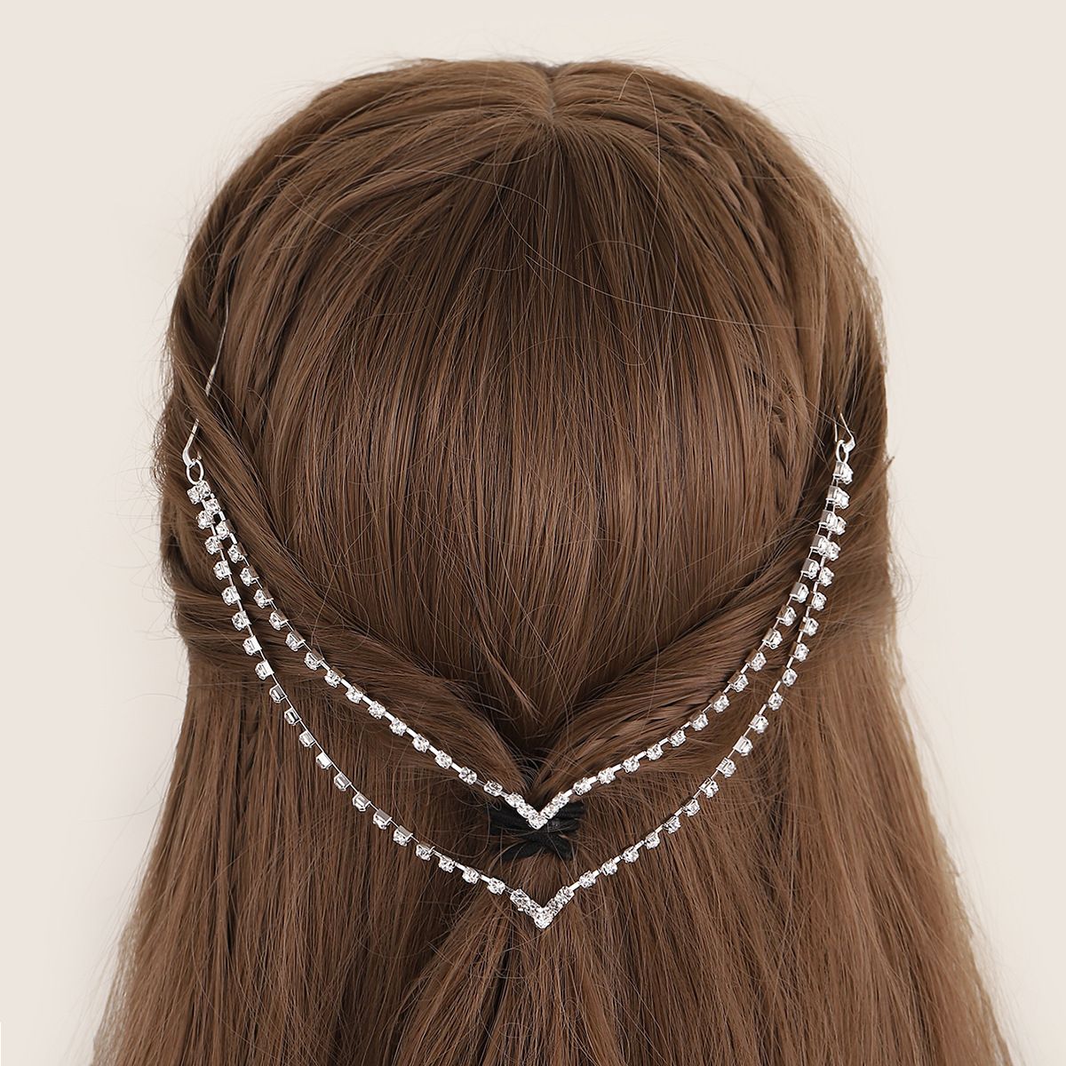 Stylish Versatile Back-hanging Headpieces, Rhinestone-encrusted Multi-layer Tassel Bridal Wedding Accessories_voghion.com