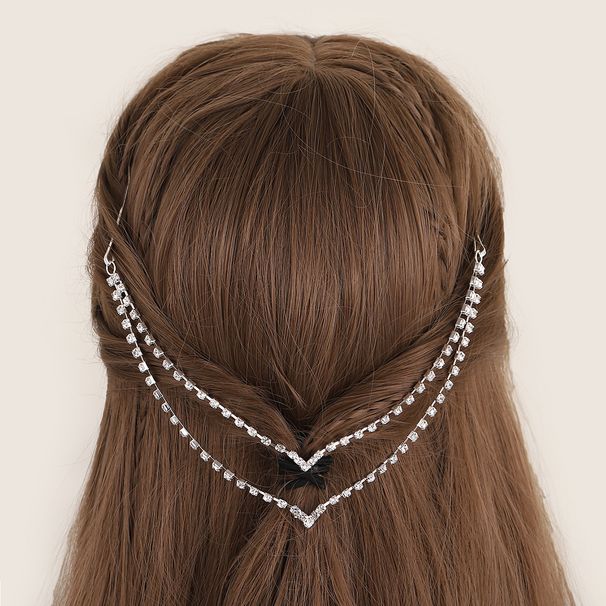 Stylish Versatile Back-hanging Headpieces, Rhinestone-encrusted Multi-layer Tassel Bridal Wedding Accessories_voghion.com