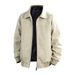 Men’s Vintage Corduroy Leather Jacket – Slim Fit Retro Bomber With Stand Collar & Zippered Pockets (Black/Beige/Brown, M-3XL)_voghion.com