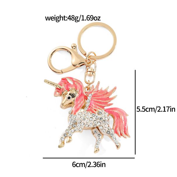 Cute Creative Color Diamond-encrusted Little Pegasus Unicorn Rainbow Horse Alloy Keychain Jewelry Bag Pendant_voghion.com