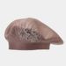 British Style Beret For Women Fashionable Floral Rhinestone Knitted Artist Autumn Winter Trendy Face-Slimming Hat_voghion.com