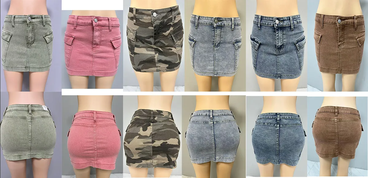 Odzież damska lato nowy styl sprany temperament elegancki strój roboczy dżinsowa mini spódniczka_voghion.com