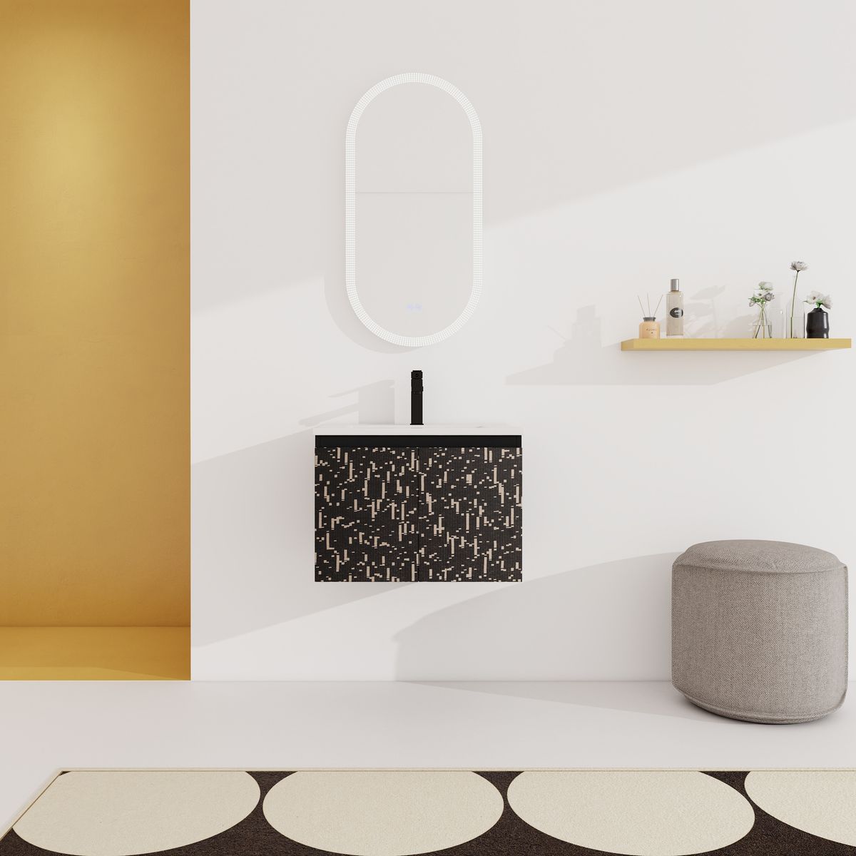 24'' Floating Wall-Mounted Bathroom Vanity With Ceramics Sink & Soft-Close Cabinet Door, KD-Package_voghion.com
