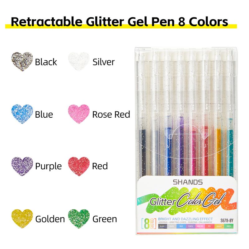 Glitzer-Gelstift-Set – 18 leuchtende Farben, glatte 1,0-mm-Spitze, rutschfester Griff, perfekt für Tagebuchschreiben, Notizen und kreative Kunst_voghion.com