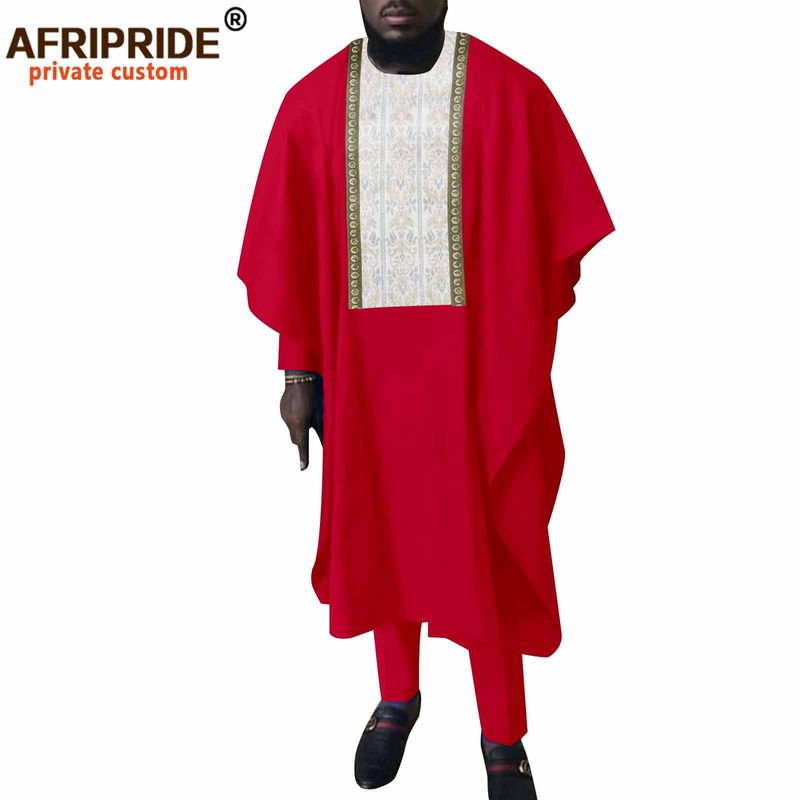 Ropa de hombre Vestido africano para hombre conjunto de tres piezas abrigo + top + pantalones_voghion.com